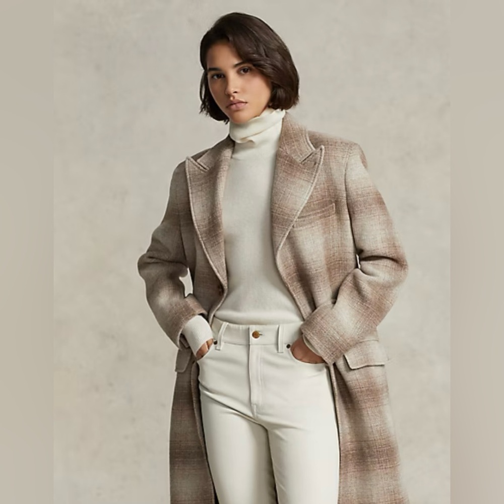 Polo Ralph Lauren Plaid Wool Blend Coat